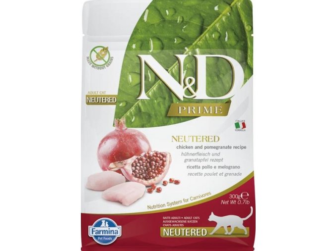 N&D PRIME Cat GF Chicken & Pomegranate Neutered Adult 300 g
