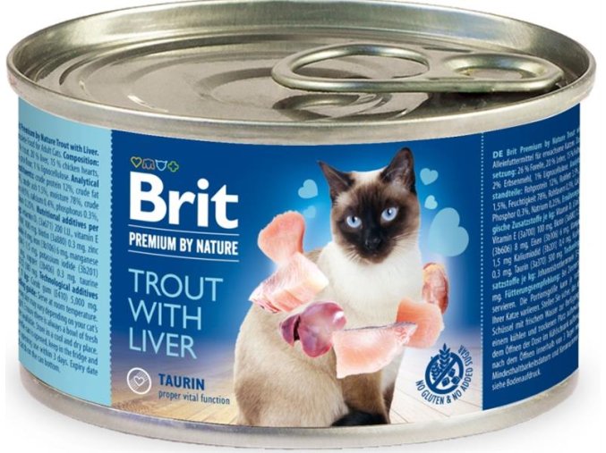 Brit Premium by Nature Cat konz. Trout with Liver 200 g