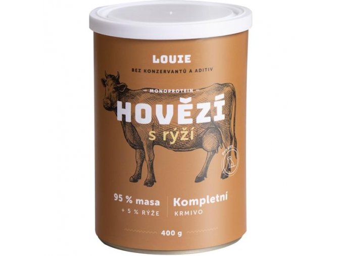 Louie konz. pro psy hovězí s rýží 400 g