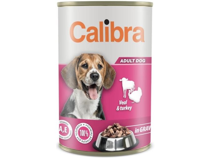 Calibra Dog konz.telecí+krůtí v omáčce 1240 g