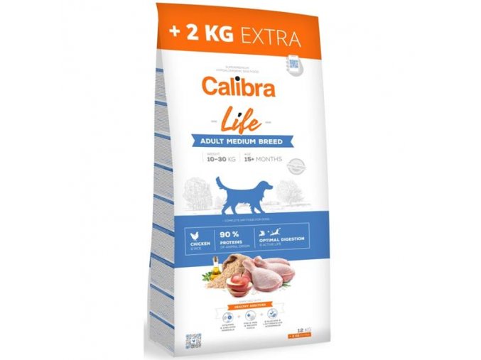 Calibra Dog Life Adult Medium Breed Chicken 12 kg + 2 kg