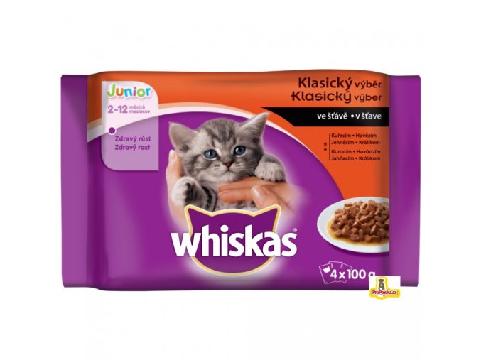 33559 976312 whiskas junior klasicky vyber ve stave 4x100 g