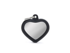 HEART CHROME PLATED BRASS BLACK RUBBER
