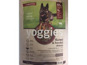 Yoggies granule lisované za studena s probiotiky Kuřecí & hovězí maso 15 kg  + Sušené maso 75g