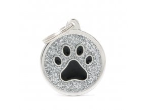 GREY BIG GLITTER CIRCLE BLACK PAW