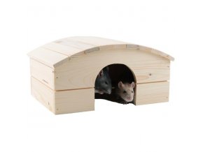 Domek dřevo králík obloukovitá střecha 30 x 22 x 16 cm