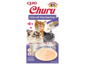 Inaba Churu cat snack Kuře s krevetovou příchutí 4x 14g