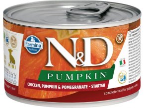 N&D PUMPKIN Dog konz. Starter Lamb & Blueberry Mini 140 g