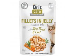 Brit Care Cat kaps. Fillets in Jelly with Fine Trout & Cod  85 g
