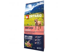 Ontario Adult Large Lamb & Rice 12 kg  + Sušené maso 75 g