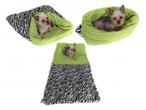 Marysa pelíšek 3v1 pro psy, zebra/zelený, velikost XL