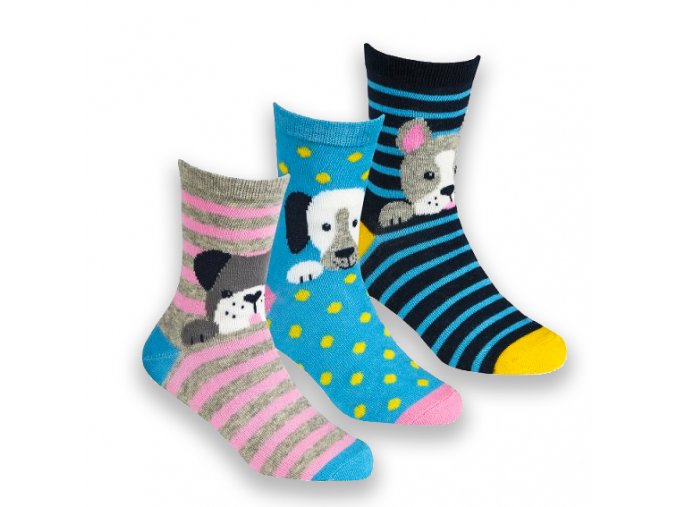 Ponožky dětské dívčí pejsci A (vel 23-30) 3 páry