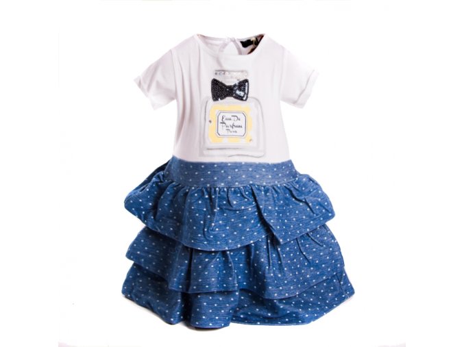 Dívčí šaty modro bílé MINOTI 1-4 roky vel.92