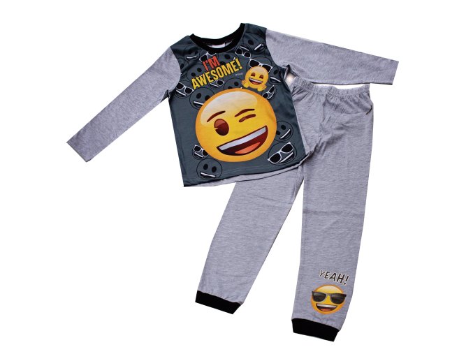 Dětské pyžamo emoji šedé vel. 134