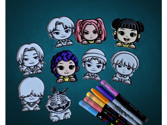 Kpop Demon Hunter 3D omalovánky Set 9ks