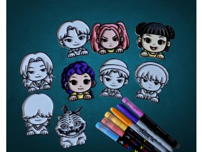 Kpop Demon Hunter 3D omalovánky Set 9ks