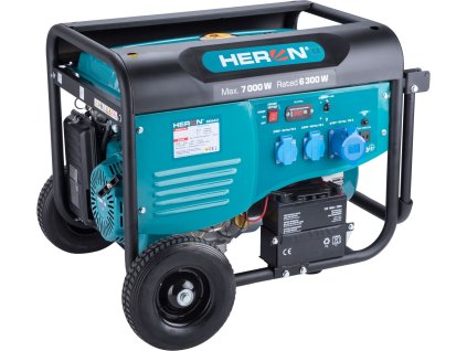 Elektrocentrála HERON benzínová 7,0kW/15HP, pro svařování, elektrický start, podvozek