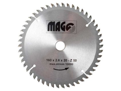 Pilový kotouč na dřevo MAGG 160x2,6x20-Z50 - střídavě trapézové