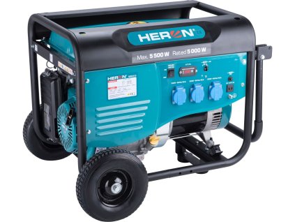 Elektrocentrála HERON benzínová 5,5kW/13HP, pro svařování, podvozek