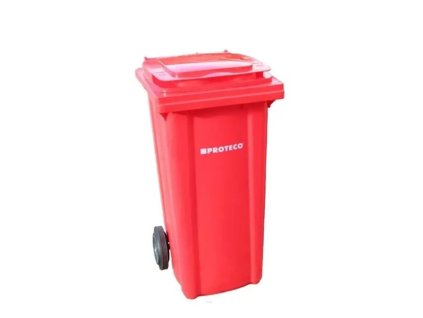 Popelnice 120l PROTECO plastová červená s kolečky