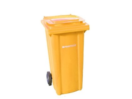 Popelnice PROTECO 240l plastová žlutá s kolečky