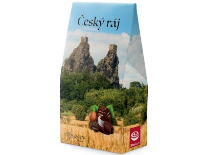 10076 Český Ráj mléčné čokoládové pralinky plněné lískooříškovým krémem 94,5g stiny
