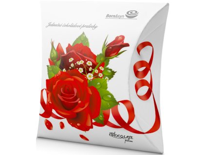 10160 kapsička červená růže mléčné čokoládové pralinky plněné lískooříškovým krémem 52,5g stiny