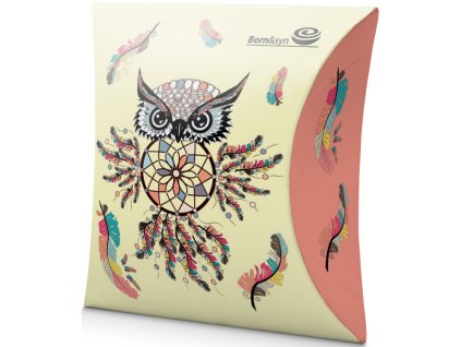 10166 kapsička Sova s lapačem snů hořké čokoládové pralinky plněné kakaovým krémem 52,5g stiny