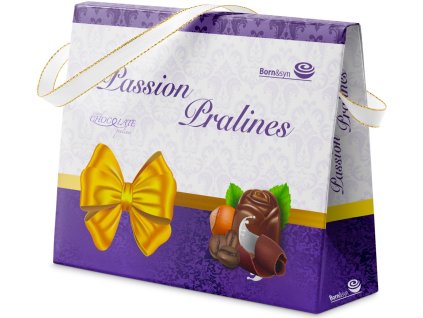 10066 Kabelka Passion Pralines 150g mléčné čokoládové pralinky plněné lískooříškovým krémem 150g stiny