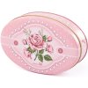 10035 oválný plech RUŽE s KRAJKOU 125g mléčné čokoládové pralinky plněné mléčným krémem 125g