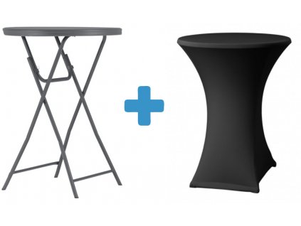 Tmavě šedý koktejlový stůl s černým potahem
