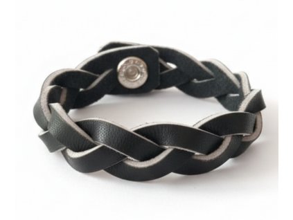 Náramek černý kožený M