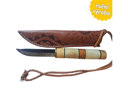 Nůž s vrstveným madlem s motivy hada a slunce