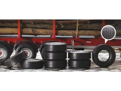 Trailer Rubber Tyres (8x) 1:24