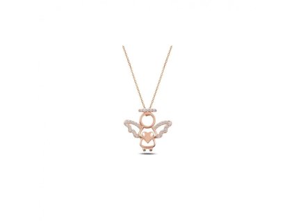 Luxusní stříbrný náhdelník anděl rose gold