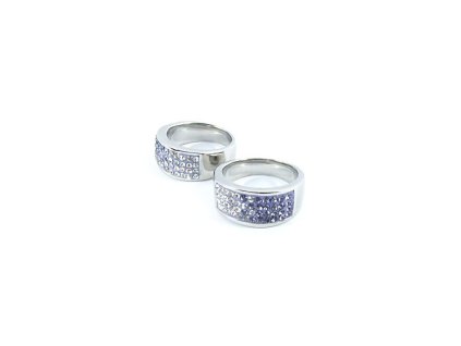 Prsten ocelový s krystalky Swarovski 4 řady fialové