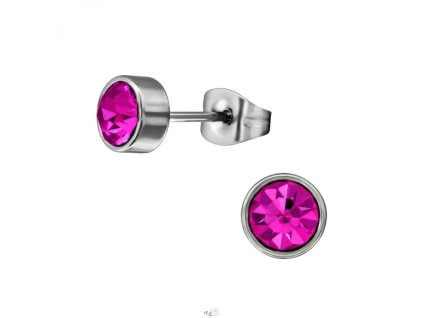 Náušnice z chirurgické oceli - fuchsia