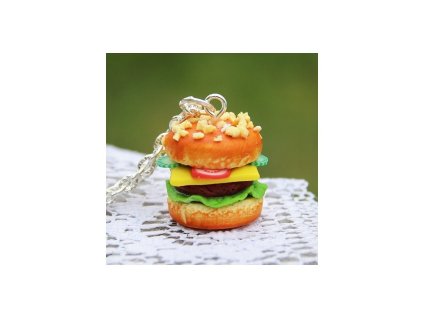 Řetízek s přívěskem Fimo - hamburger