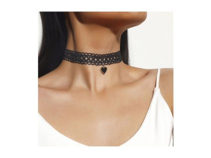 Náhrdelník Choker - černý se srdíčkem