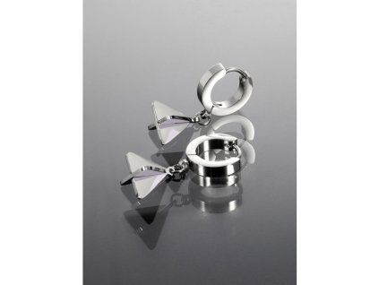 Kruhové náušnice z chirurgické oceli s trojúhelníčky stříbrná