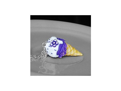 Řetízek s přívěskem Fimo - borůvková zmrzlina