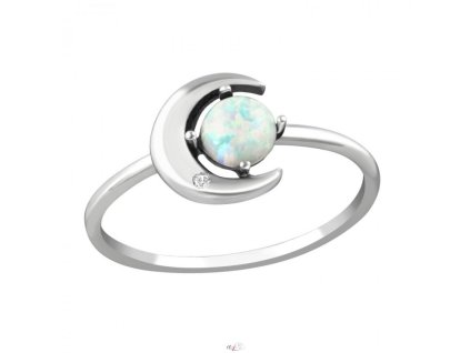Stříbrný prsten s opálem - moon