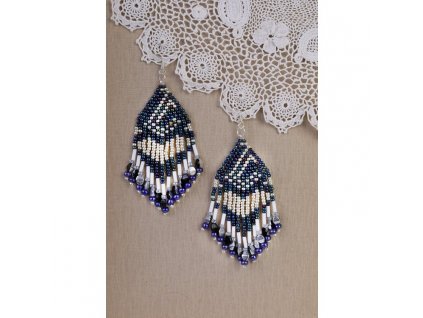 Náušnice z korálků handmade tmavě modré