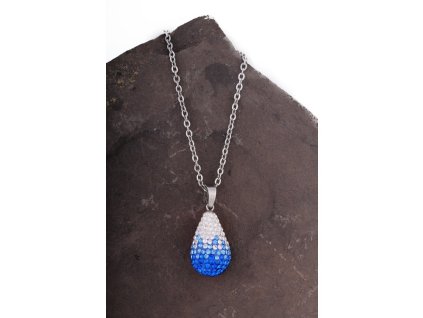 Řetízek ocelový s přívěskem - slza Swarovski