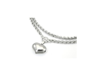 Řetízek ocelový s přívěskem masivní srdce