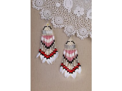 Náušnice z korálků handmade do červena