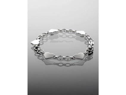 Náramek ocelový s plnými srdíčky