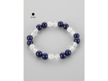 Krásný náramek z korálků křišťálu a lapis lazuli modro-bílá