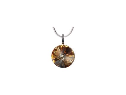 Řetízek ocelový s přívěskem Troli Swarovski hnědý