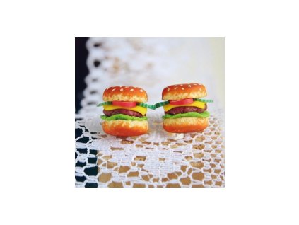 Náušnice pecky Fimo - hamburgery